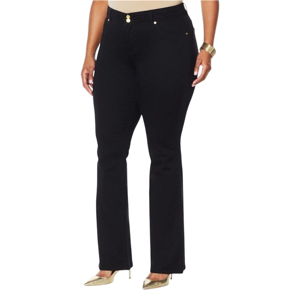 New IMAN Stretch Denim High Rise Full Length Bootcut Jeans Black Size 18W